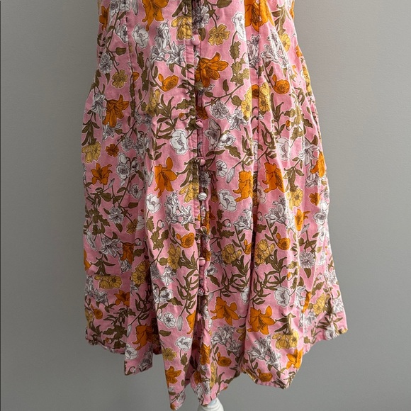 Cynthia Rowley Floral Pink Linen Blend A-line Dress w/ pockets size 6 - Picture 3 of 9